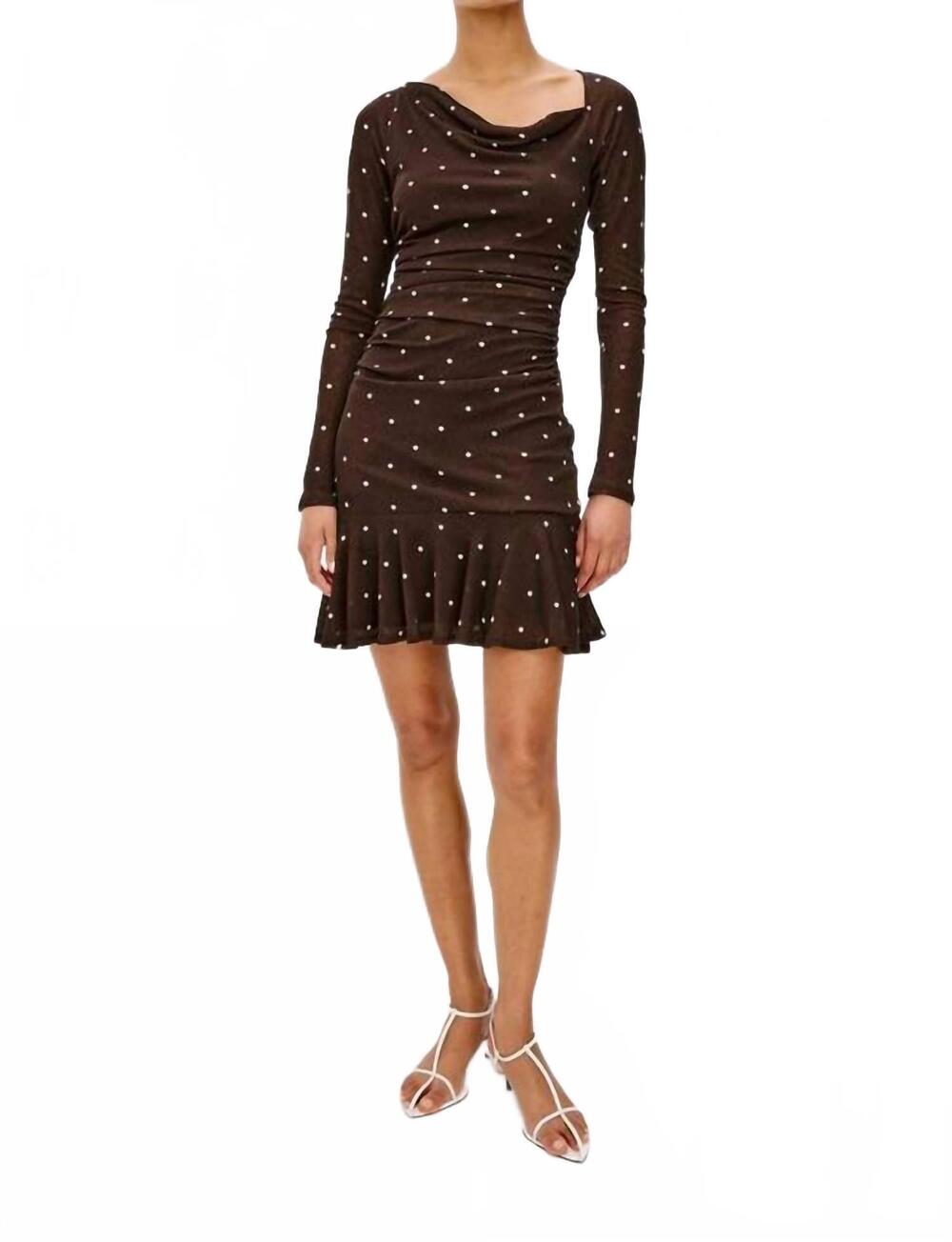 NEW RAILS celano mini dress in cocoa polka dots